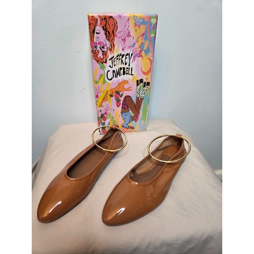 Jeffrey Campbell Women's Flat Shoes, Brown and Gold, Size 8.5, New